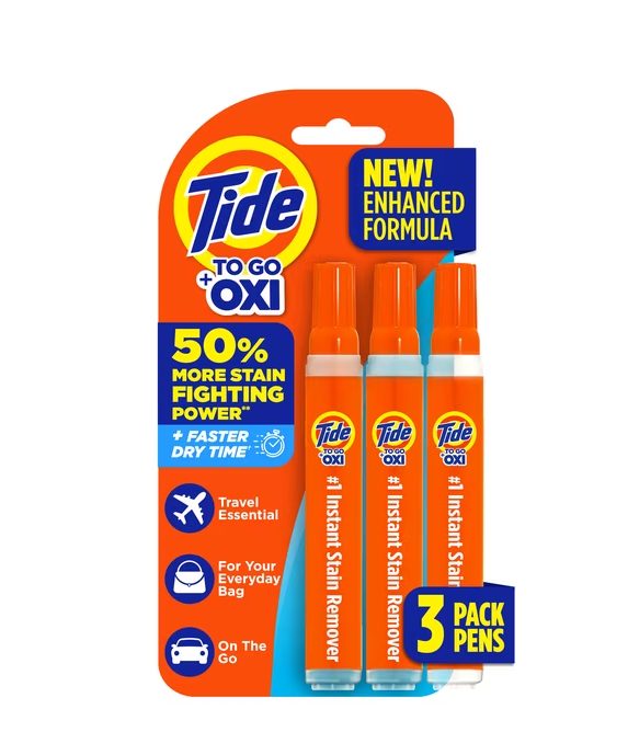 Tide To Go Instant Laundry Stain Remover Pen and Spot Cleaner, Travel Size Stain Sticks, Fresh, 1.01 fl oz, 3 Count