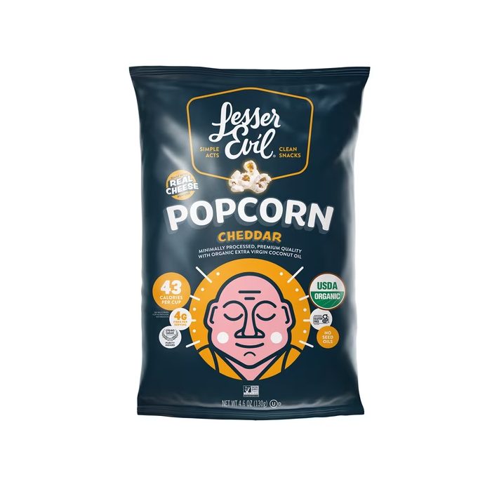 LesserEvil, Organic Popcorn, Non-GMO, Real Organic Cheddar - 4.6oz