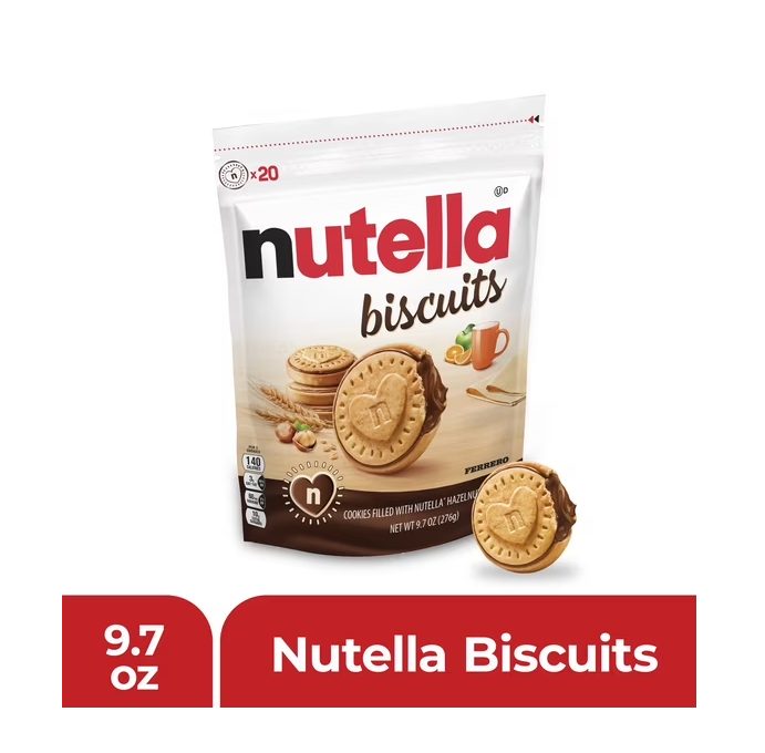 Nutella Biscuits Cookies Filled with Nutella Hazelnut Spread, Sweet Snack Pack, 9.7 oz