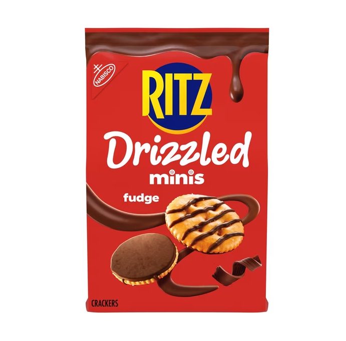 RITZ Drizzled Minis Fudge Crackers, Snacks for Kids and Adults, Party Snacks, 8 oz
