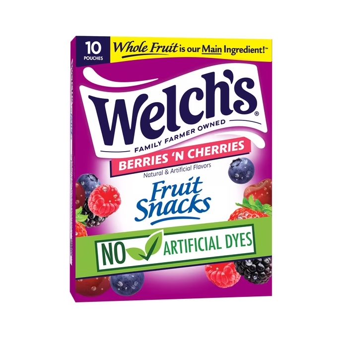 Welch's Fruit Snacks, Berries 'N Cherries, Soft Gluten Free Kid Snacks, 0.8 oz, 10 Count