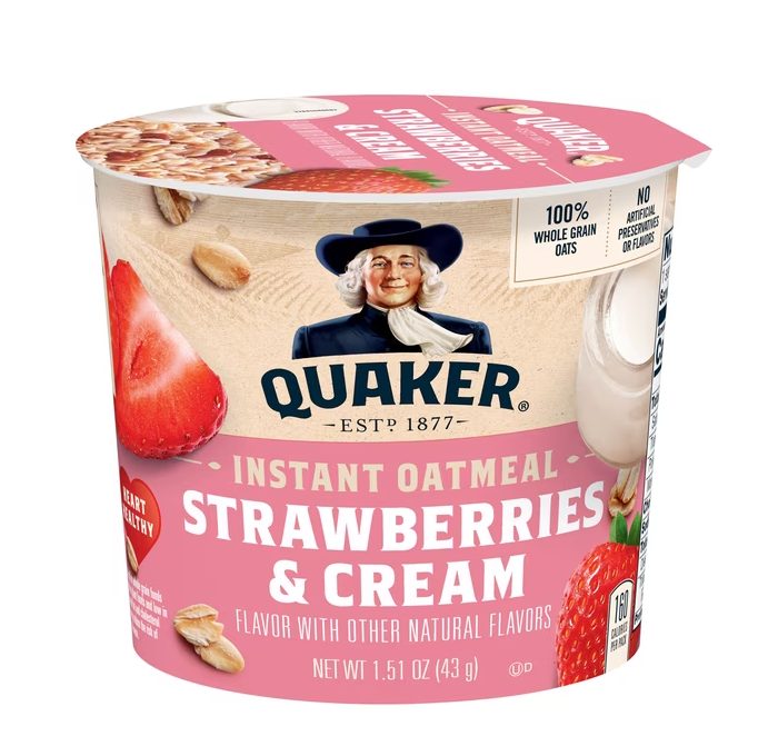 Quaker Instant Oatmeal, Strawberries & Cream, 1.51 oz Cup