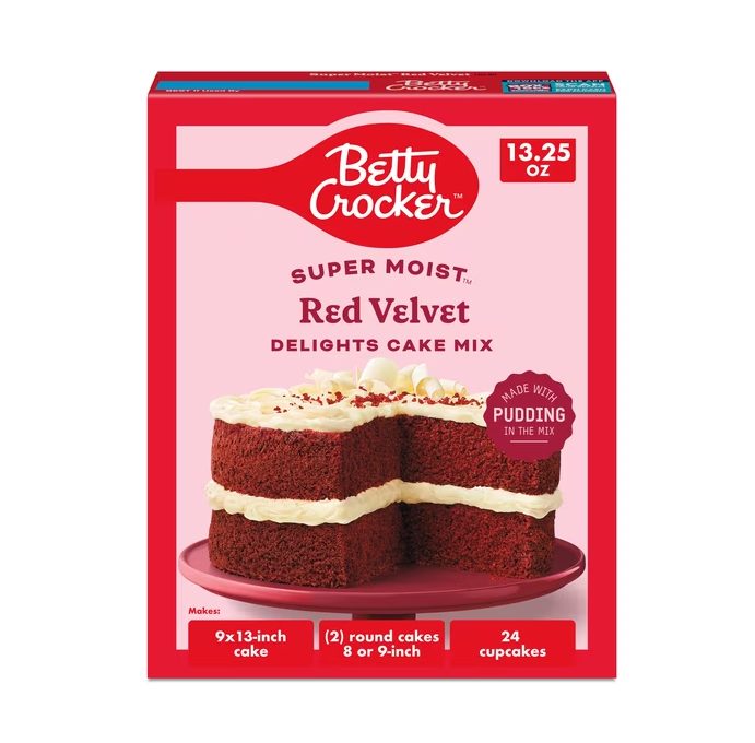 Betty Crocker Delights Super Moist, Red Velvet, Cake Mix, 13.25 oz