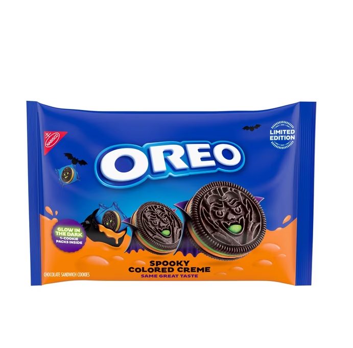 OREO Green and Orange Creme Chocolate Sandwich Cookies, Halloween Cookies, 14 Snack Packs