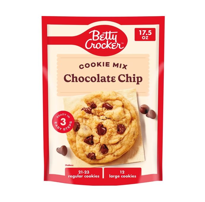 Betty Crocker Chocolate Chip Cookie Mix, Ready in 3 Easy Steps, 1 Bag, 17.5 oz