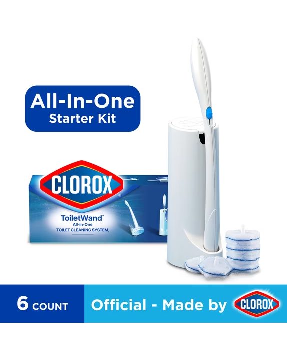 Clorox ToiletWand All in One Toilet Cleaning System, ToiletWand, Storage Caddy and 6 Refills
