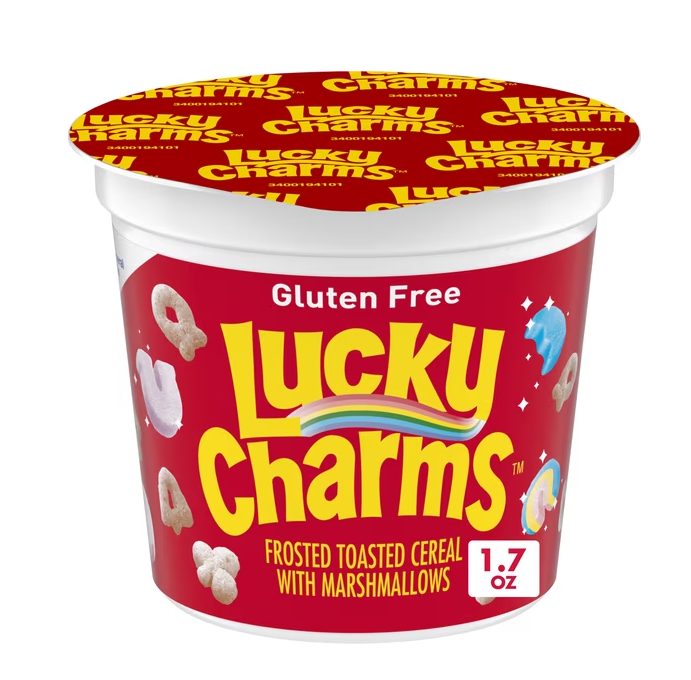 Lucky Charms with Marshmallows Breakfast Cereal Cup, Gluten Free, Single Serve, 1.7 oz