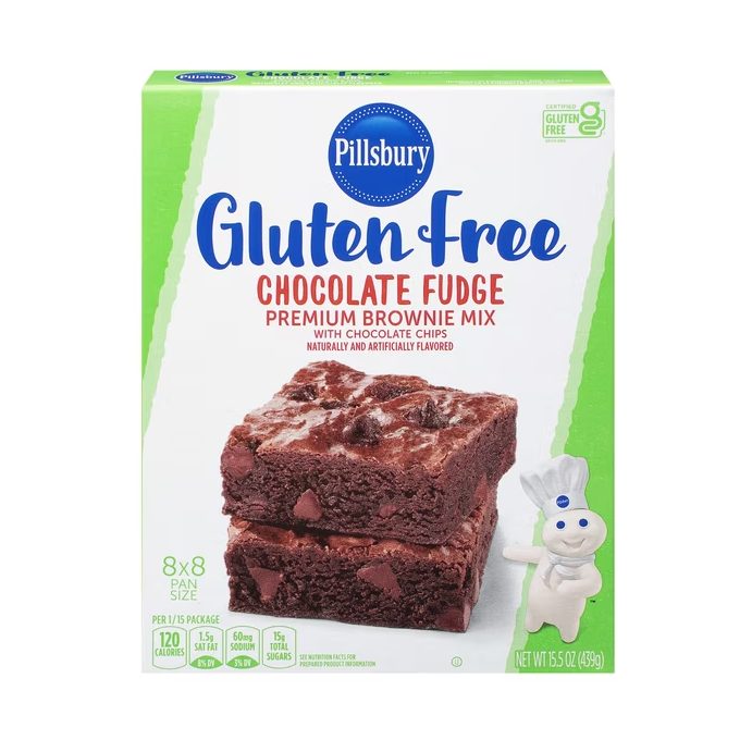 Pillsbury Gluten Free Chocolate Fudge Premium Brownie Mix with Chocolate Chips, 15.5 oz Box