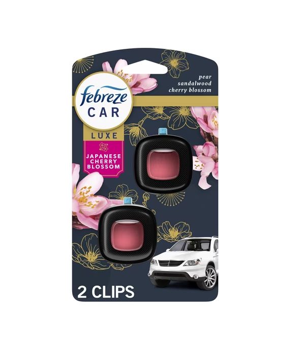 Febreze AUTO Car Freshener, Odor-Fighting Car Vent Clip, Japanese Cherry Blossom, 2 Count