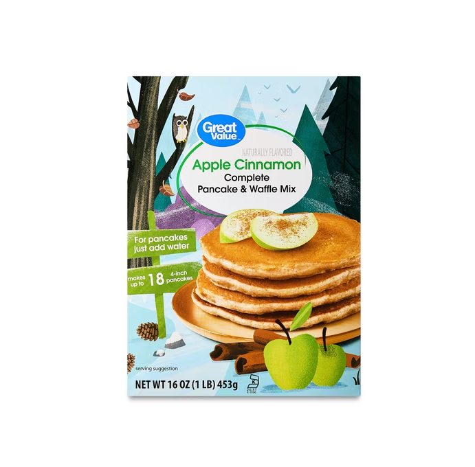 Great Value Apple Cinnamon Pancake & Waffle Mix, 16 oz Box