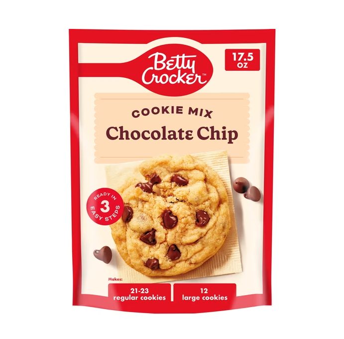 Betty Crocker Chocolate Chip Cookie Mix, Ready in 3 Easy Steps, 1 Bag, 17.5 oz