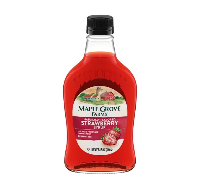 Maple Grove Farms Strawberry Flavored Syrup, Strawberry Syrup, Gluten-Free, 8.5 fl oz Bottle