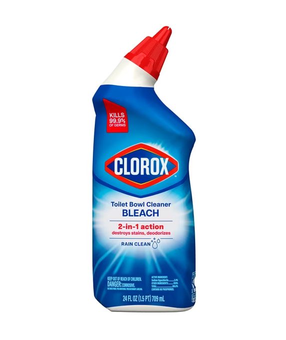 Clorox Toilet Bowl Cleaner w/Bleach, Rain Clean, 24 fl oz