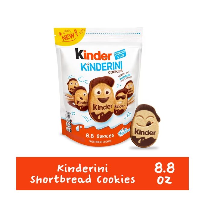 Kinder Kinderini Shortbread Cookies, Crunchy Biscuits Snack with Fun Expressions, Resealable Bag, 8.8 oz