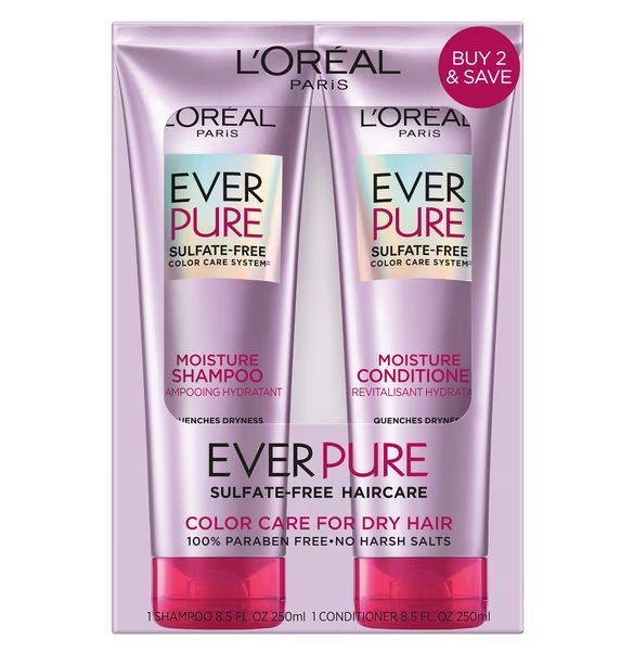 L'Oreal Paris EverPure Moisture Sulfate Free Shampoo and Conditioner, 1 Kit