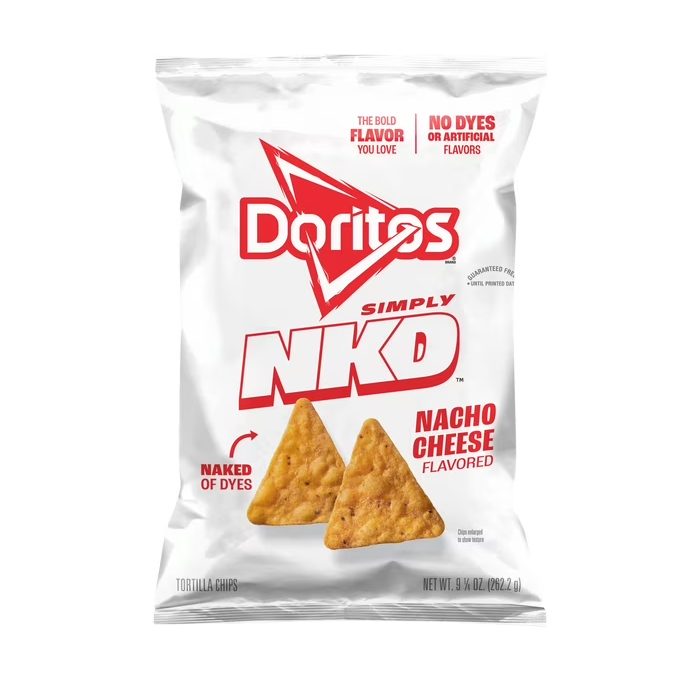Doritos Simply NKD No Dyes No Artificial Flavors Nacho Cheese Tortilla Chips Bag, 9.25 oz