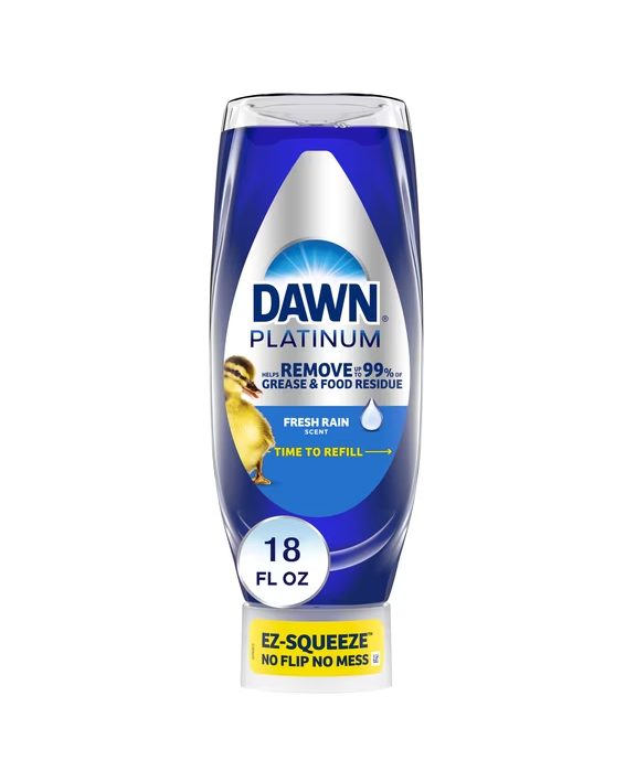 Dawn Platinum EZ-Squeeze Dish Soap Liquid, Dishwashing Liquid, Grease Removal, Fresh Rain, 18oz