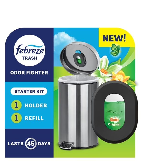 Febreze Trash Can Air Freshener Odor-Fighting, Gain Original, 1 Holder + 1 Refill