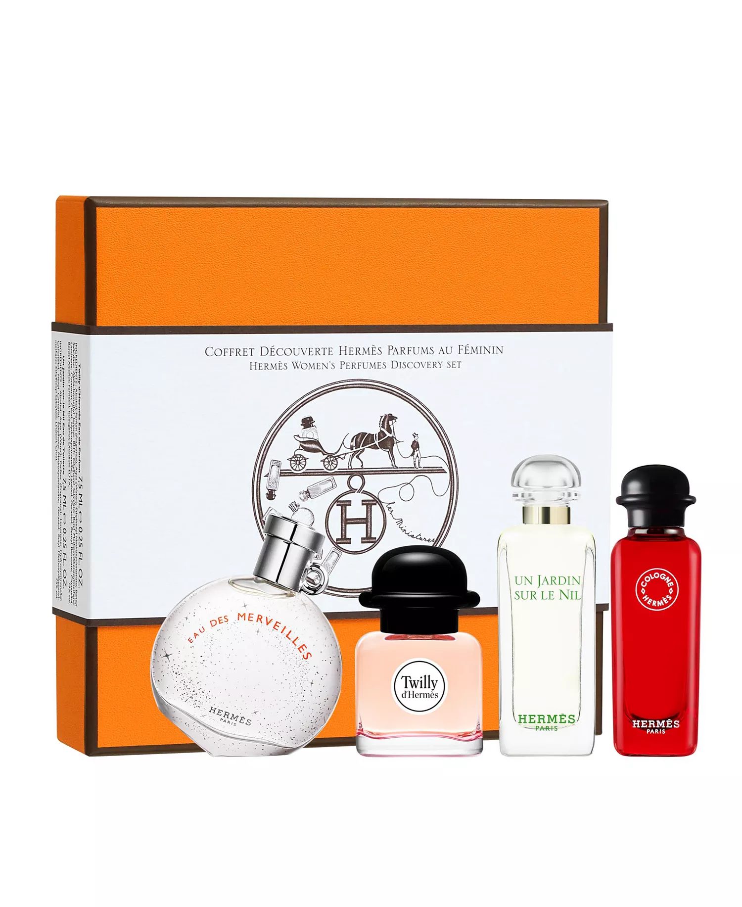 HERMÈS 4-Pc. Twilly d'Hermès, Eau des Merveilles, Un Jardin sur le Nil, Eau de Rhubarbe Écarlate Fragrance Miniatures Gift Set