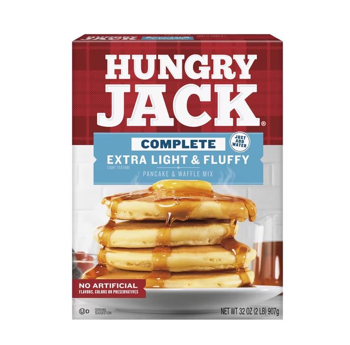 Hungry Jack Complete Extra Light and Fluffy Pancake Mix and Waffle Mix, 32 oz Box