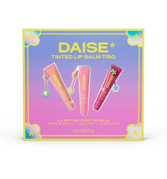 DAISE Tinted Lip Balm Trio - Berry & Vanilla, Cake Pop, Sugar Bear