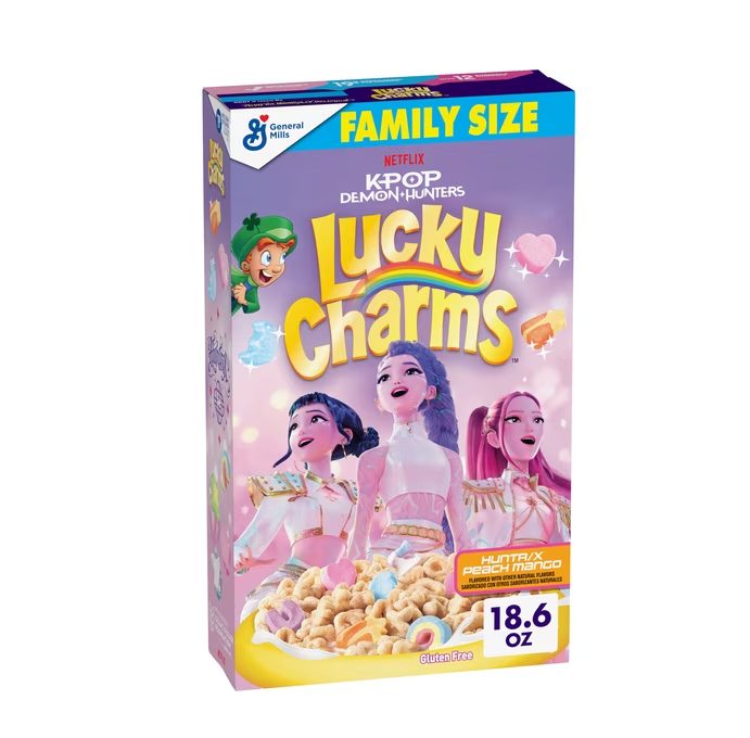 Lucky Charms Cereal, KPop Demon Hunters, HUNTR/X Peach Mango, Family Size, 18.6 oz