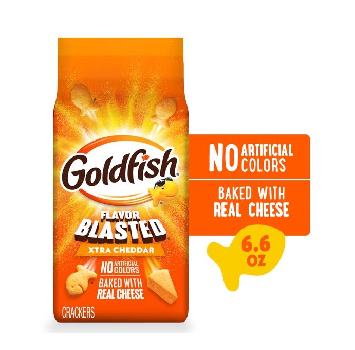 Goldfish Flavor Blasted Xtra Cheddar Cheese Crackers, 6.6 oz Bag