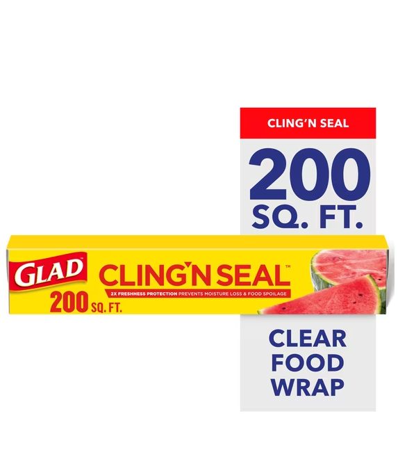 Glad Cling'N Seal Food Wrap, 200 sq ft Roll
