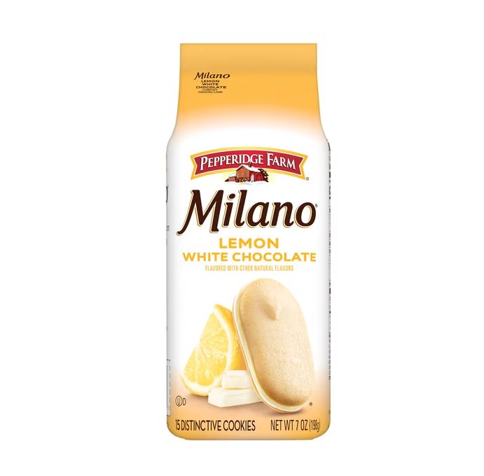Pepperidge Farm Milano White Chocolate Lemon Flavored Cookies, 7 oz Bag