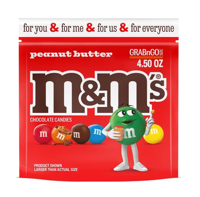 M&M's Peanut Butter Milk Chocolate Candy, Grab N Go - 4.5 oz Bag