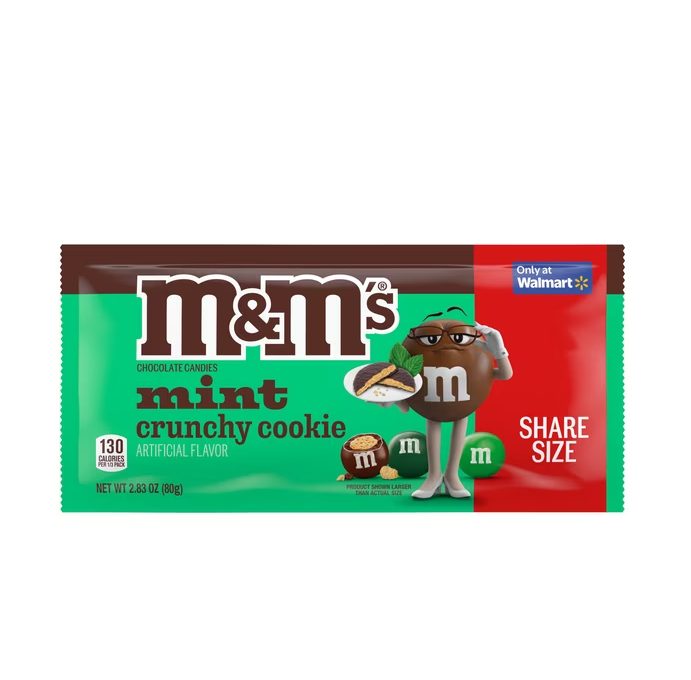 M&M's Milk Chocolate Mint Crunchy Cookie Candy, Sharing Size - 2.83 oz Bag