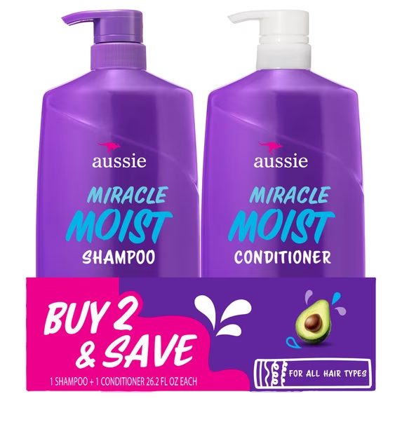 Aussie Miracle Moist Shampoo and Conditioner Set, 26.2 fl oz