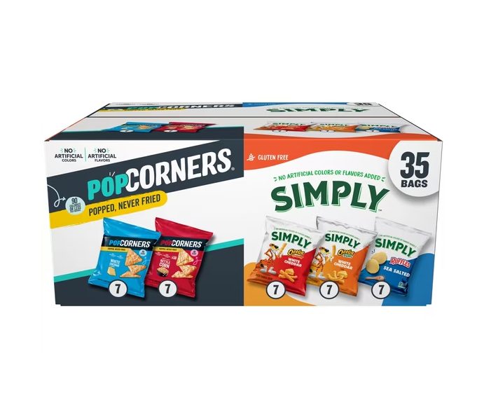 Simply and PopCorners 5 Flavor Snacks Variety Pack, 35 Count